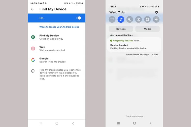 Fitur Find My Device di ponsel Android