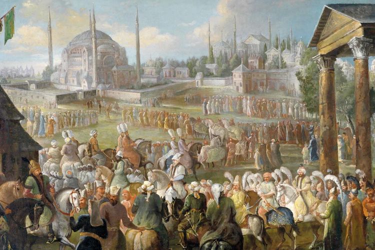 Ilustrasi suasana di Istanbul, Turki, pada abad ke-18.