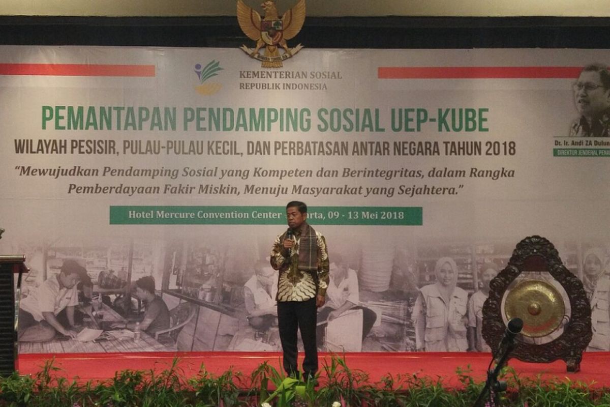 Menteri Sosial, Idrus Marham, membuka Pemantapan Pendamping Sosial Wilayah Pesisir, Pulau-pulau Kecil, dan Perbatasan Antar Negara Tahun 2018, di Ancol, Jakarta, yang dibuka Rabu (9/5/2018) malam. 