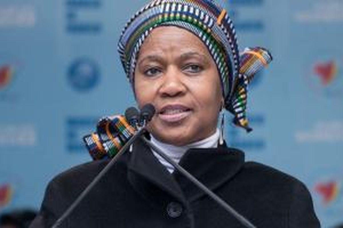 Phumzile Mlambo-Ngcuka, Assistant Secretary General of the U.N dan Executive Director of U.N. Women saat berpidato di New York City, Amerika Serikat.