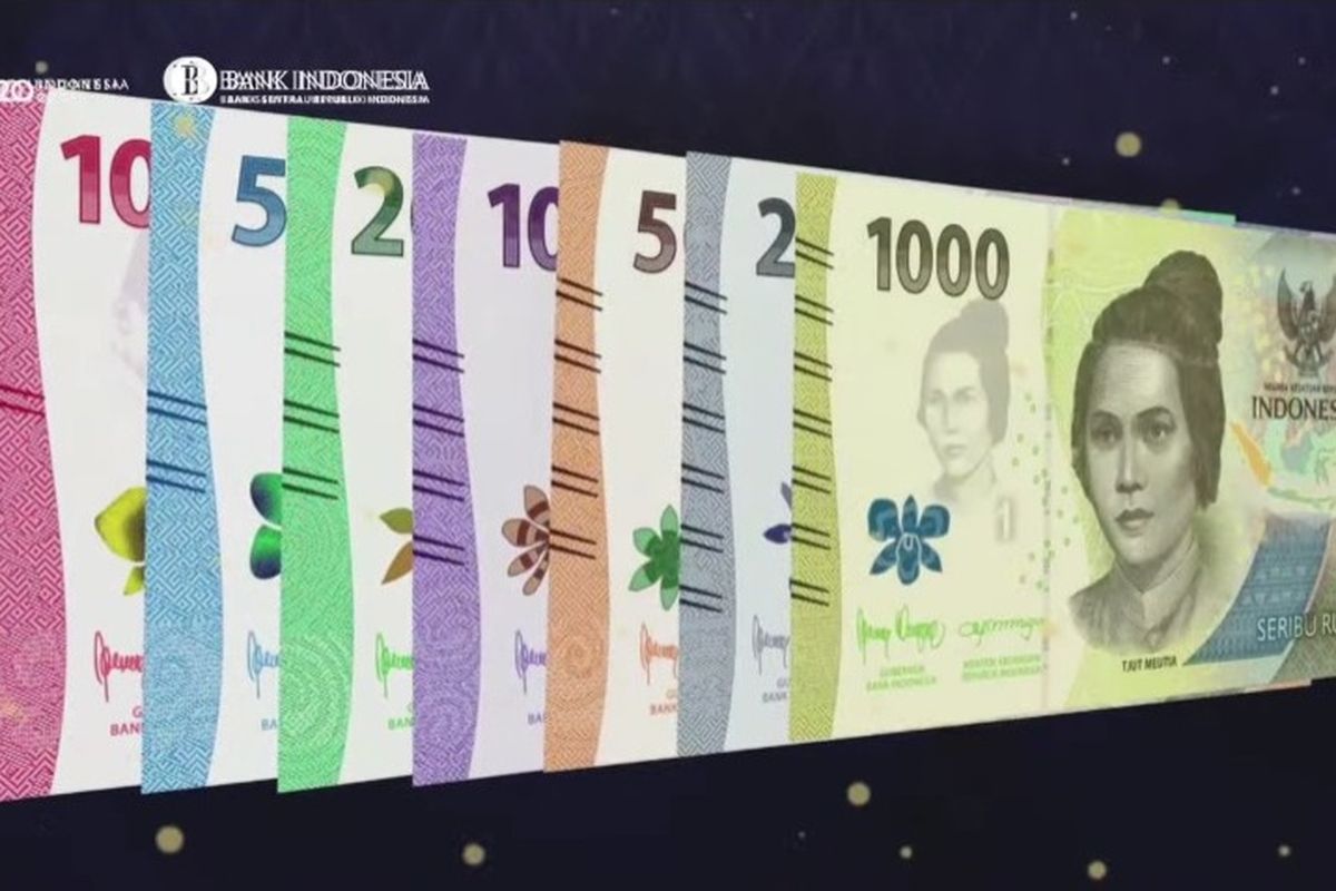 Penampakan 7 pecahan uang rupiah kertas tahun emisi 2022 yang berlaku mulai 17 Agustus 2022.