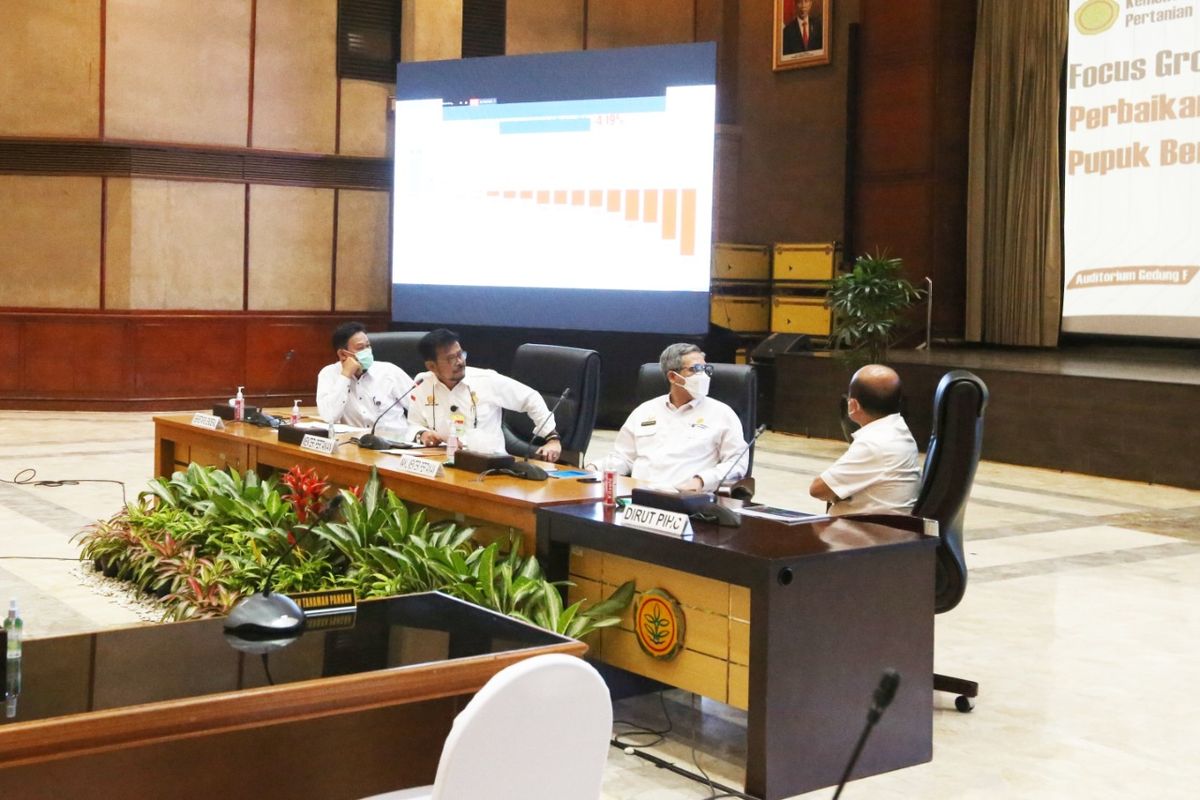 Kementerian Pertanian (Kementan) menggelar Focus Group Discussion (FGD) Tata Kelola Pupuk Bersubsidi, Rabu (5/5/2021).
