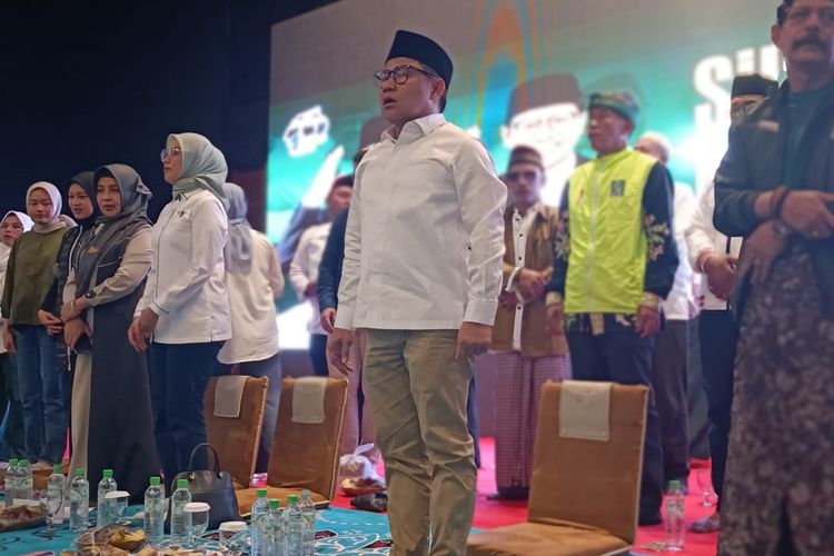Calon wakil presiden nomor urut 1, Muhaimin Iskandar alias Cak Imin, menghadiri acara Silaturahmi dan Konsolidasi Relawan Anies Baswedan- Muhaimin Iskandar atau Amin di Kabupaten Badung, Bali, Jumat (26/1/2024). 