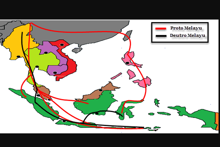 Peta Persebaran Bangsa Proto Melayu ke Indonesia