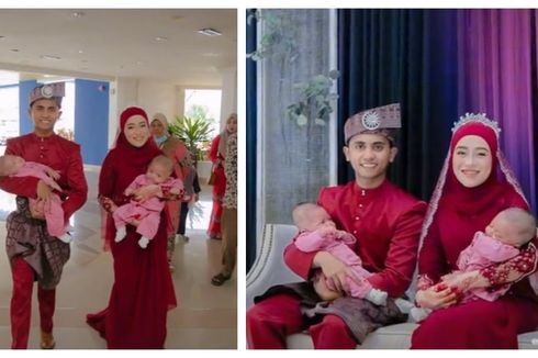 Gelar Resepsi Sambil Bawa Bayi Kembar, Pengantin Malaysia Ini Viral