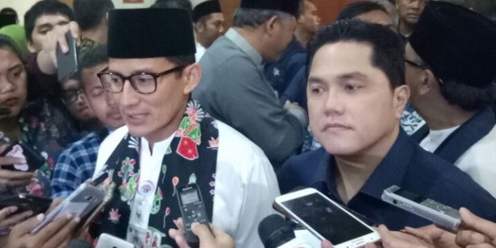 Wakil Gubernur DKI Jakarta Sandiaga Uno dan Ketua Inasgoc Erick Thohir