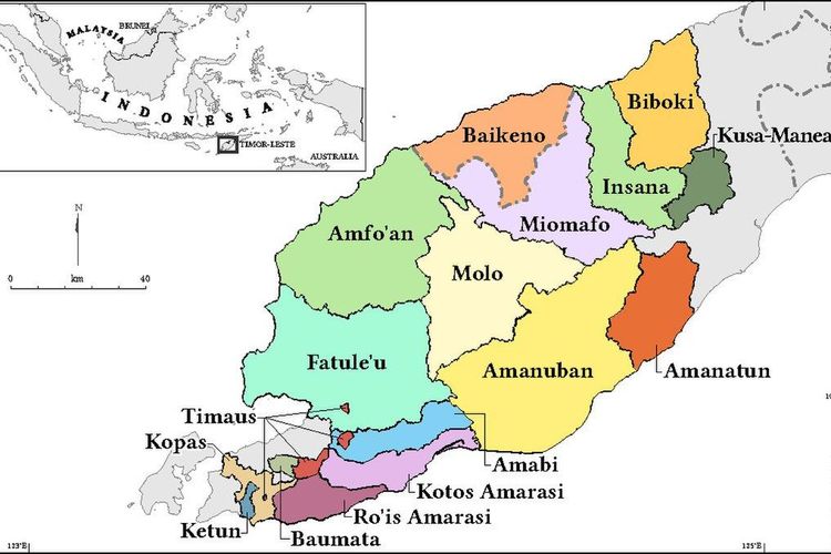Peta lokasi Kerajaan Amanatun di Timor Barat.