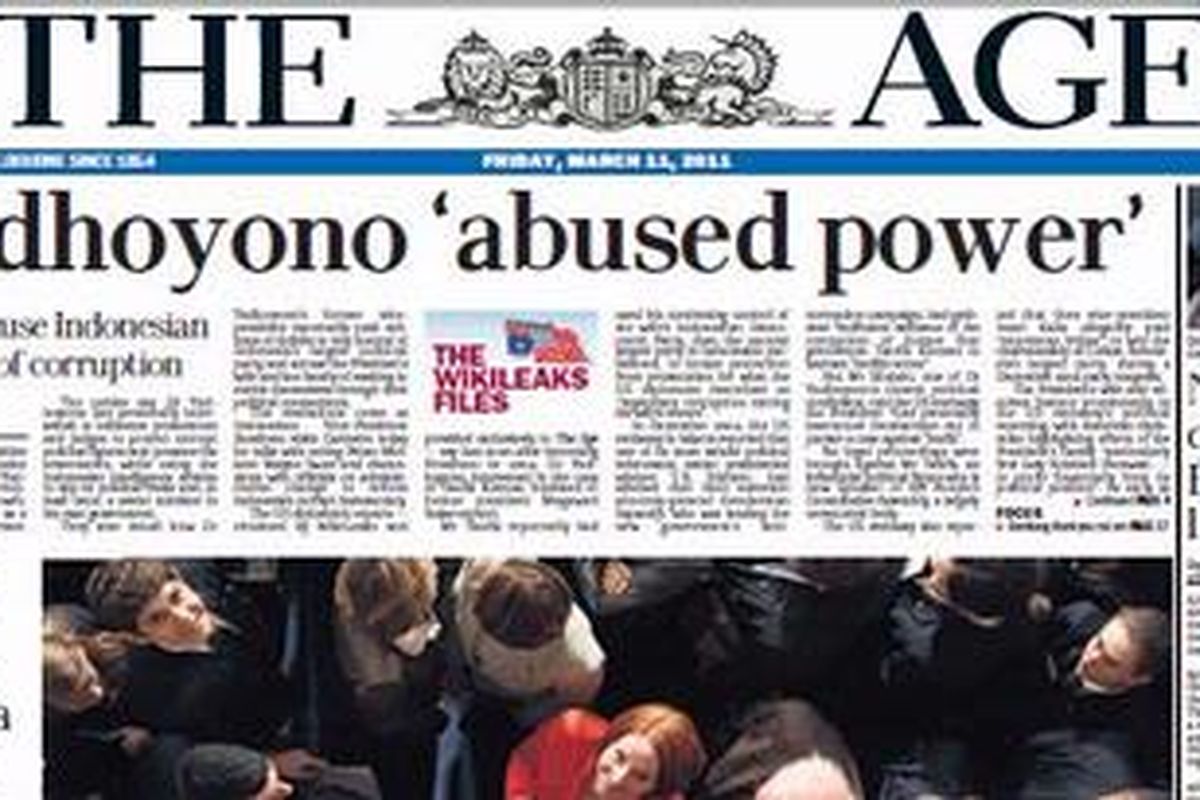 Laporan harian Australia The Age tentang penyalahgunaan kekuasaan yang dilakukan Presiden Susilo Bambang Yudhoyono.