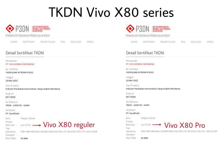 Dua ponsel flagship anyar Vivo terdaftar di laman resmi TKDN.