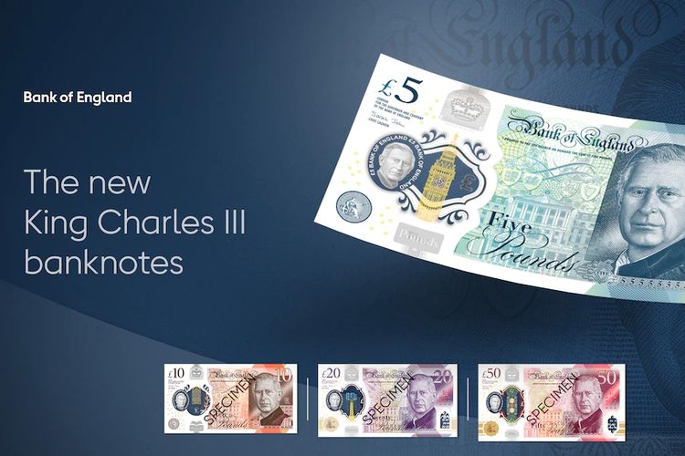 Raja Charles akan tampil di uang kertas pecahan 5, 10, 20, dan 50 pound.