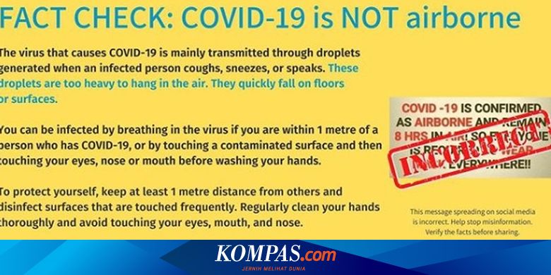 Cek Fakta Who Virus Corona Tak Menular Lewat Udara