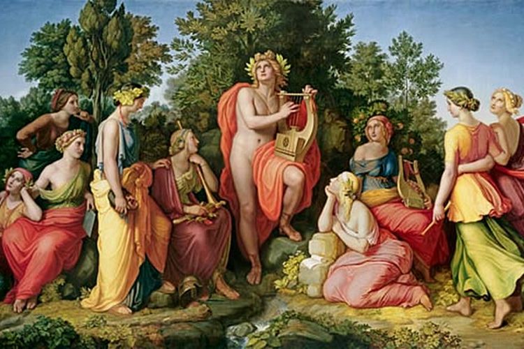 Lukisan Apollo and the Muses karya Heinrich Maria von Hess.