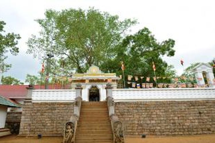Kompleks kuil tempat pohon suci Sri Maha Bodhi, di kota Anuradhapura, Sri Lanka.