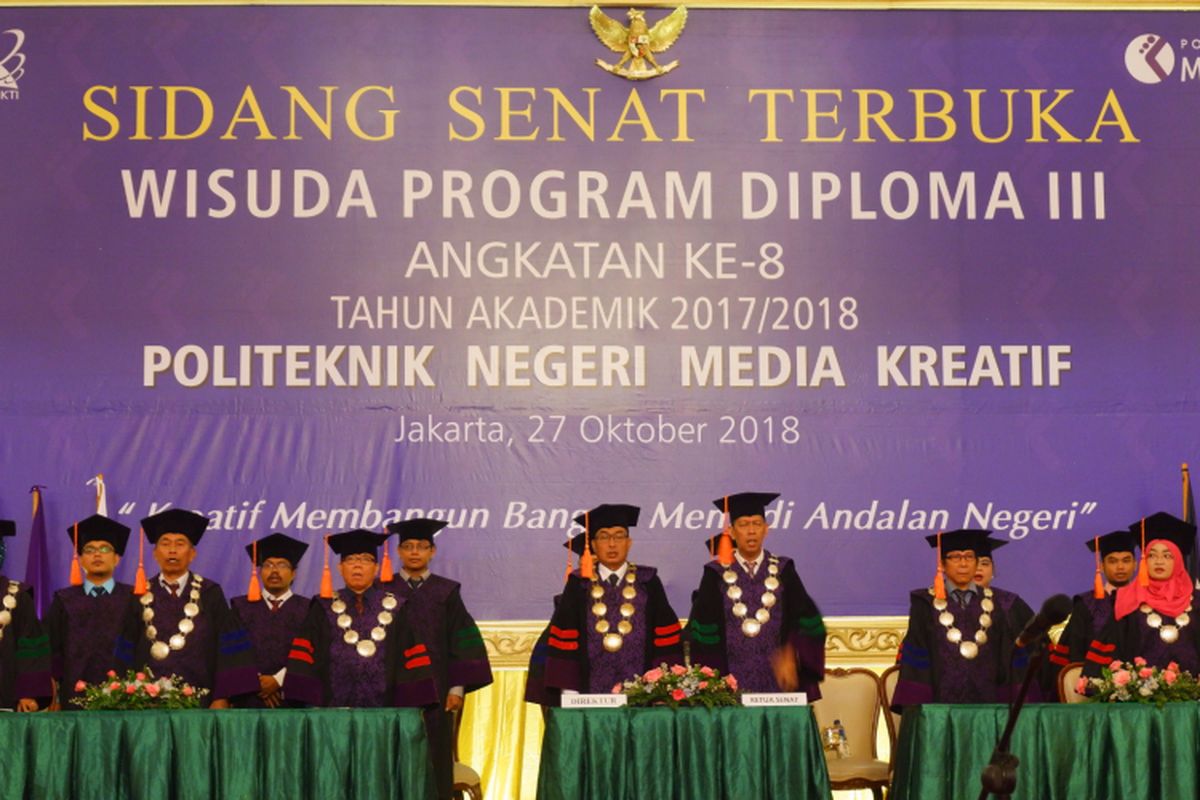 Politeknik Negeri Media Kreatif (Polimedia Kreatif) melaksanakan wisuda program diploma III Angkatan VIII bertempat di Balai Sudirman Jakarta (27/10/2018).