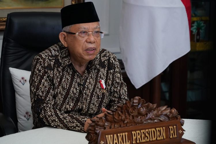 Wakil Presiden Maruf Amin selaku ketua harian KNEKS dalam acara GIFA Award Advocay 2020 yang digelar secara virtual dari Islamabad, Pakistan, Senin (14/9/2020).