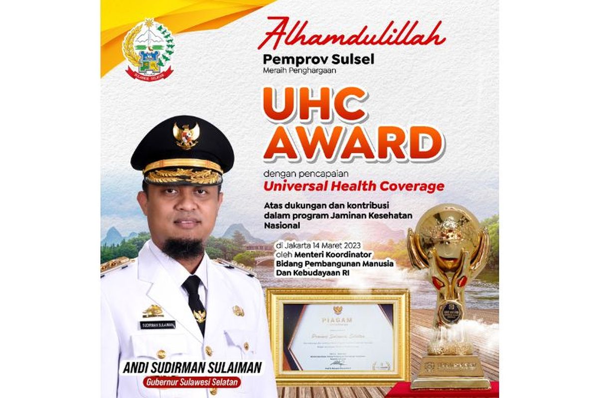 Pemprov Sulsel raih penghargaan UHC Award 2023