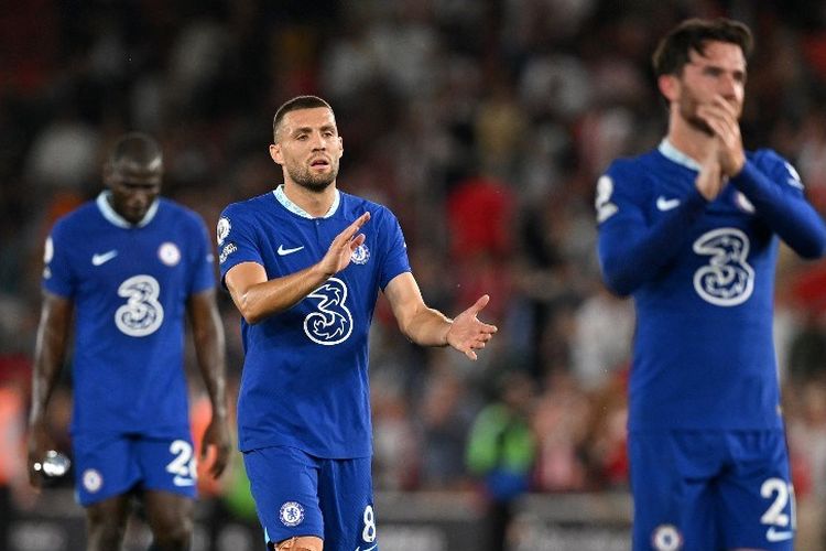 Reaksi para pemain Chelsea usai mengalami kekalahan dari Southampton pada pekan kelima Liga Inggris 2022-2023. Duel Southampton vs Chelsea berakhir dengan skor 2-1. 