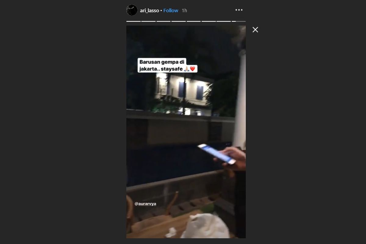 Penyanyi Ari Lasso yang sedang bersama teman-temannya juga merasakan gempa yang menggucang Jakarta pada Jumat (2/8/2019).
