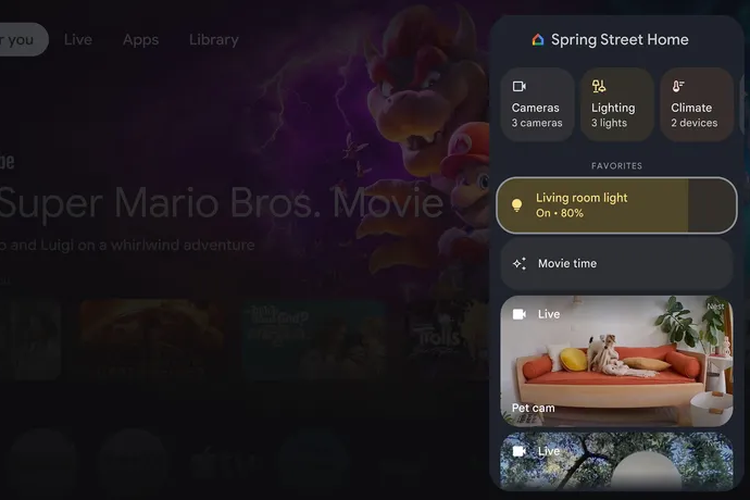 Panel Google Home di Google TV Streamer