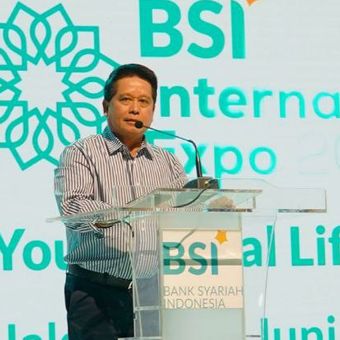 Direktur Utama BSI Hery Gunardi saat penutupan BSI International Expo 2024 di JCC Senayan Jakarta, Minggu (23/06/2024).