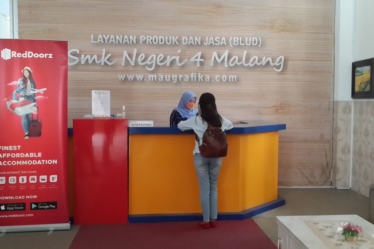 Suasana resepsionis hotel SMKN 4 Kota Malang, Kamis (16/7/2020).