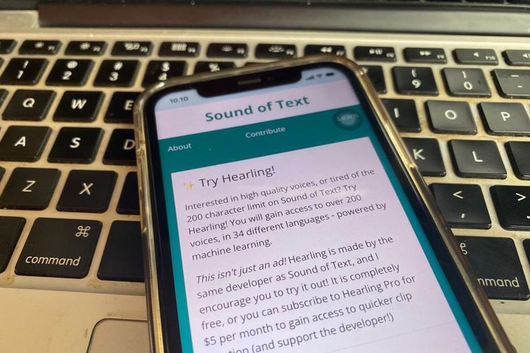 Website Sound of Text yang kerap dimanfaatkan untuk membuat nada dering WhatsApp.