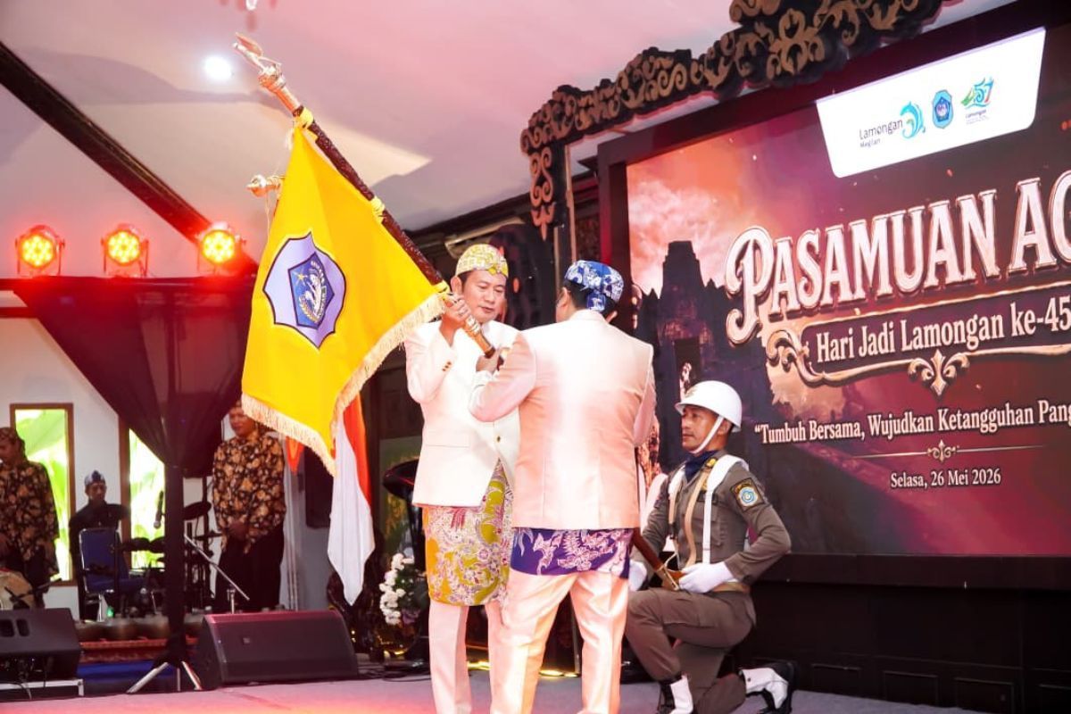 Puncak pelaksanaan Peringatan Hari Jadi Lamongan ke-457 Tahun 2026 di Pendopo Lokatantra Lamongan pada Selasa (26/5/2026).