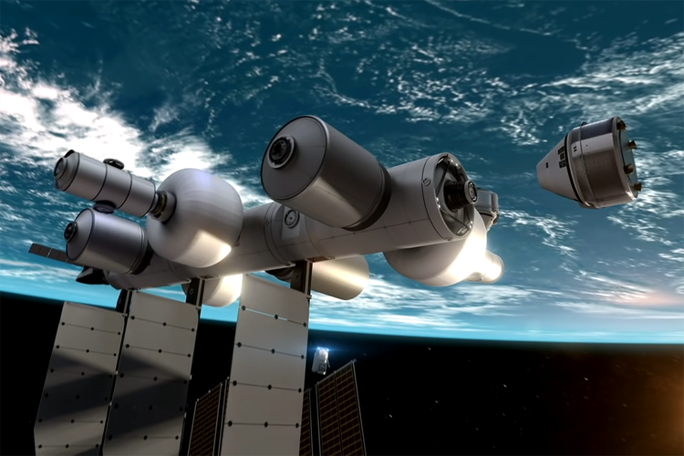 Gambar rekaan stasiun luar angkasa Orbital Reef yang akan dibuat oleh Blue Origin