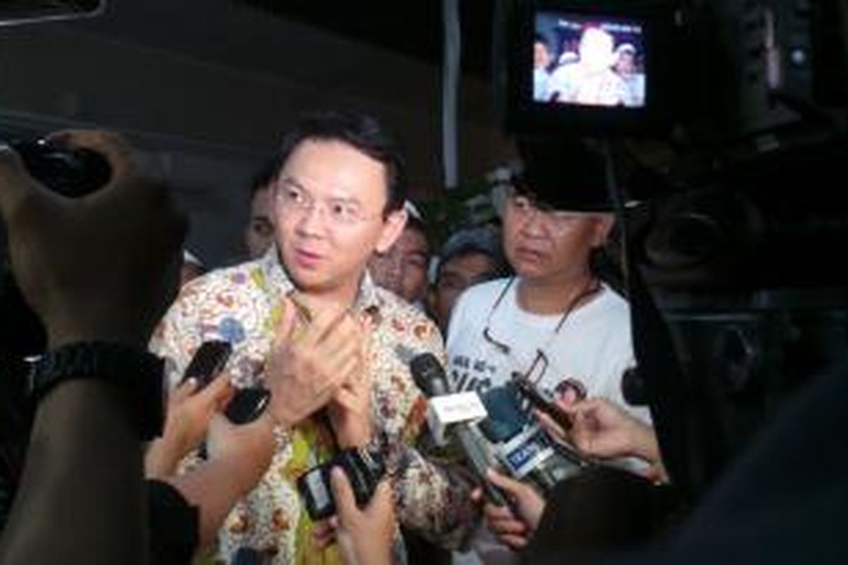 Wakil Gubernur DKI Jakarta Basuki Tjahaja Purnama saat menghadiri peringatan Haul ke-4 Gus Dur, di Pondok Pesantren Jagakarsa, Jakarta Selatan, Sabtu (28/12/2013).