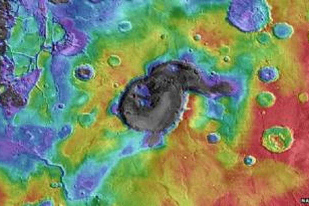 Cekungan Eden patera di Mars adalah contoh terbaik soal adanya gunung api super di planet tersebut. Kawah itu berbentuk tak beraturan, tak seperti kawah tumbukan meteorit. 