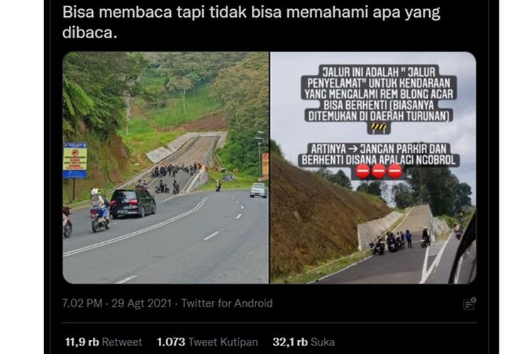 Viral foto jalur penyelamat dipenuhi pengendara motor