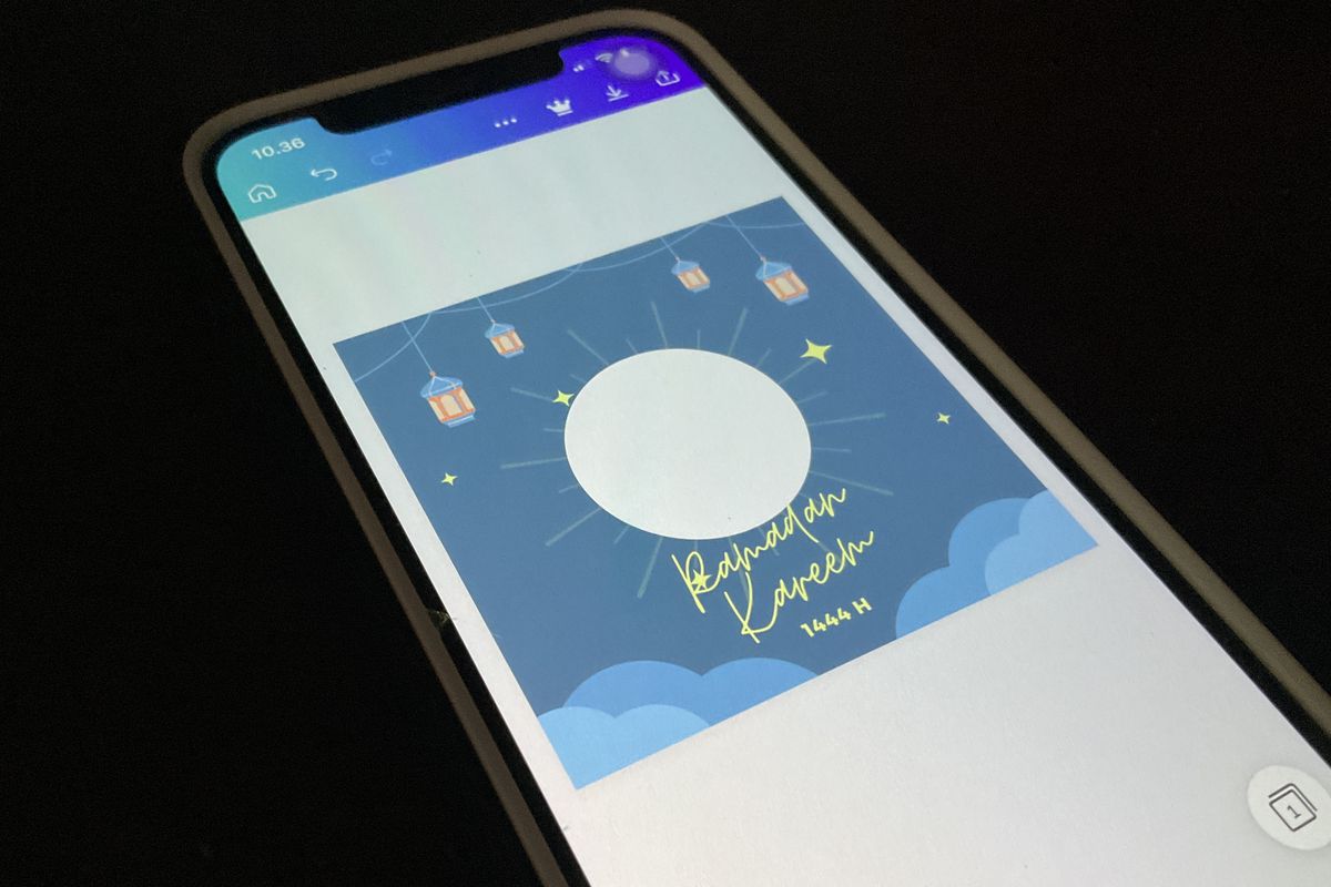 Membuat Twibbon Idul Fitri 2023 sendiri di HP via Canva.