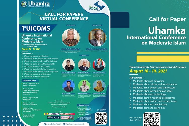 Uhamka akan menggelar Uhamka International Conference on Moderate Islam (UICOMS) pada 18-19 Agustus 2021 bersamaan dengan momentum hari kemerdekaan Republik Indonesia.
