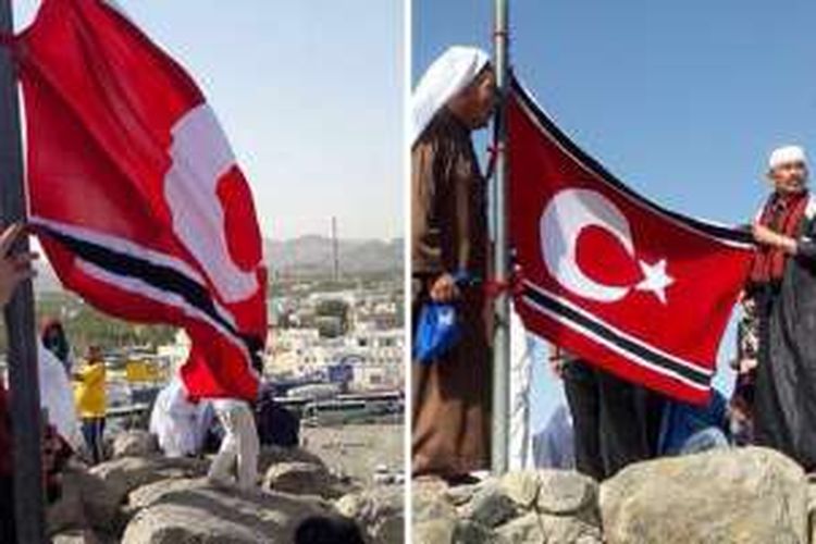 Foto-foto mantan Panglima Gerakan Aceh Merdeka wilayah Aceh Utara, Tengku Zulkarnaini Hamzah, tengah mengibarkan bendera bulan sabit bintang.