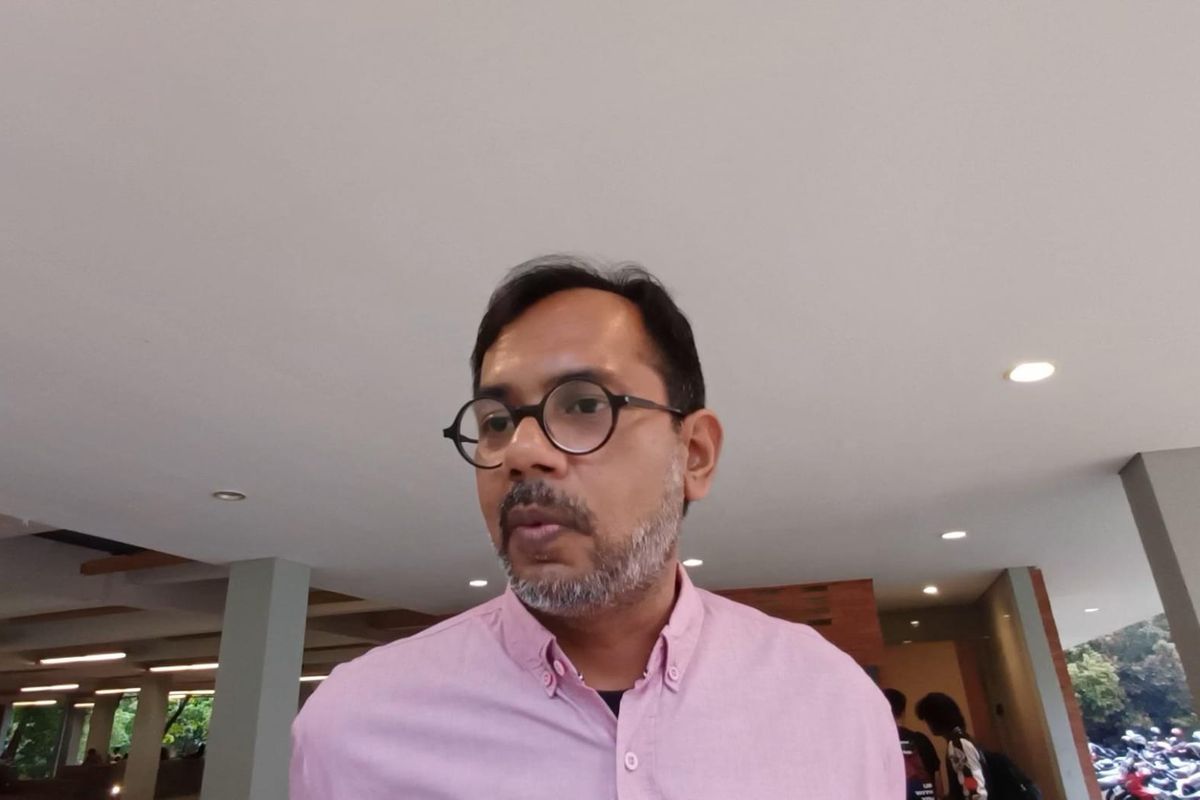 Pendiri Lokataru sekaligus Aktivis HAM, Haris Azhar di Universitas Indonesia, Depok, Rabu (22/11/2023).
