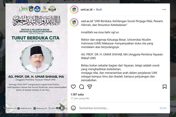 Profil Umar Shihab, Kakak Kandung Quraish Shihab yang Meninggal di Usia 86 Tahun