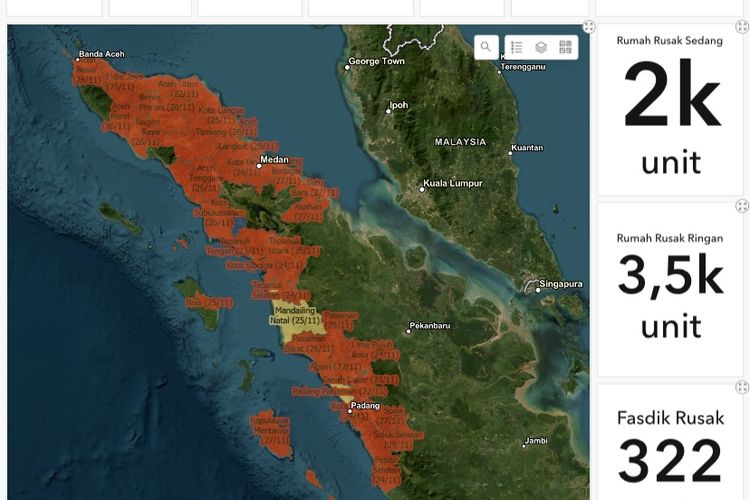 Badan Nasional Penanggulangan Bencana (BNPB) menyampaikan jumlah korban meninggal akibat bencana banjir dan tanah longsor di Sumatera dan Aceh bertambah lagi menjadi 631 orang.
