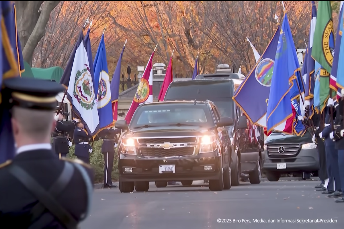 Presiden RI Joko Widodo dijemput menggunakan Chevrolet Suburban saat tiba di AS