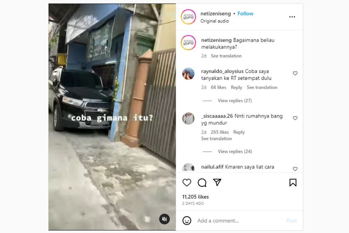 Video viral mobil di parkir di tempat sempit