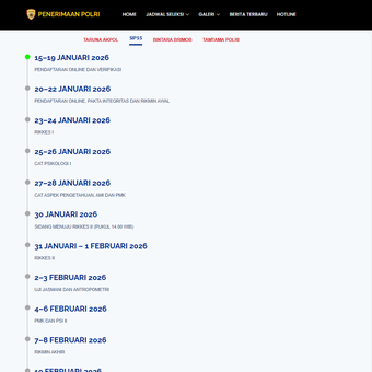 Tangkapan layar jadwal seleksi penerimaan Polri 2026 jalur SIPSS. Jadwal seleksi SIPSS Polri 2026. Rekrutmen SIPSS Polri 2026.