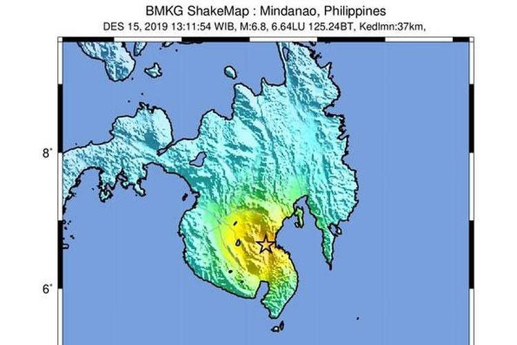 Gempa Mindanao Filipina, Minggu (15/12/2019), terasa sampai Sulawesi.