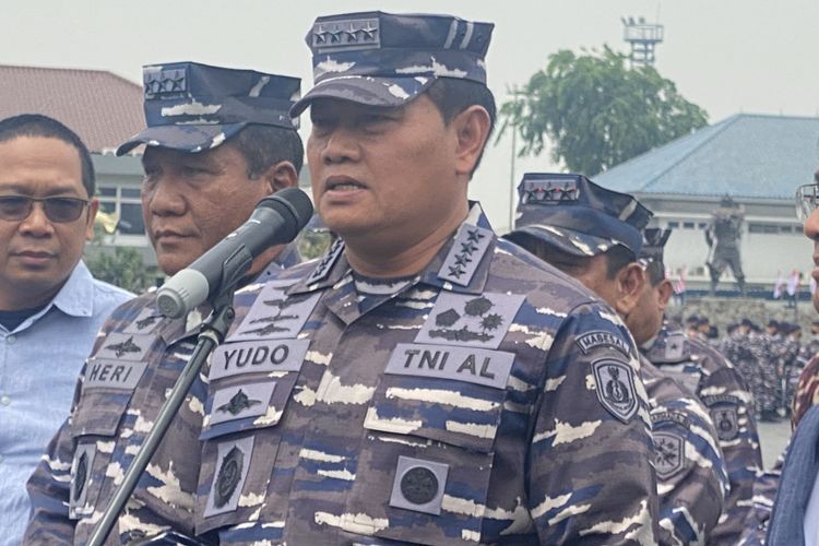 Kepala Staf Angkatan Laut (KSAL) Laksamana Yudo Margono di Markas Komando Lintas Laut Militer (Kolinlamil), Tanjung Priok, Jakarta Utara, Kamis (22/9/2022) siang.