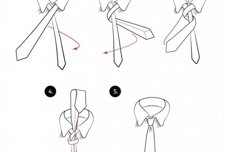 Ilustrasi simpul Four-in-Hand