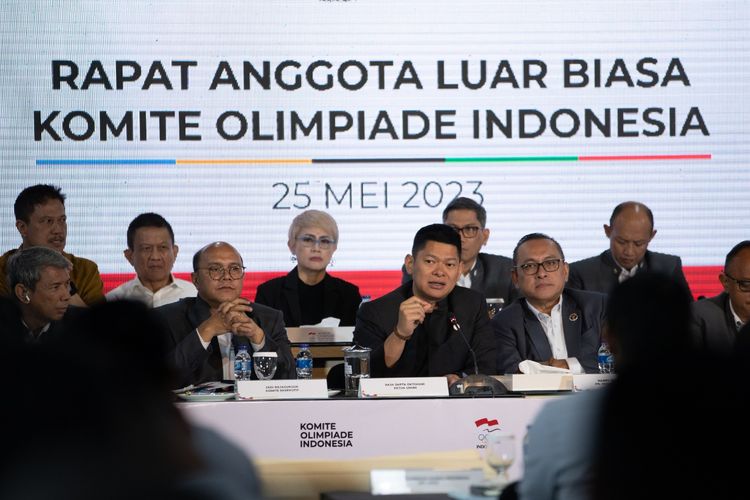 Rapat Anggota Luar Biasa (RALB) NOC Indonesia berlangsung di Kawasan Senayan, Jakarta pada Kamis (25/5/2023). 