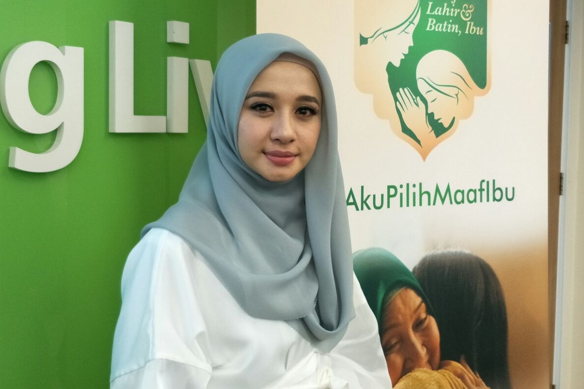 Artis peran  Laudya Chyntia Bella dalam jumpa pers di kawasan Senayan, Jakarta Pusat, Kamis (16/5/2019).