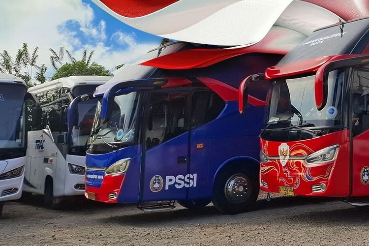 Bus yang digunakan oleh Timnas Indonesia dan Autralia untuk pertandingan kualifikasi Piala Dunia 2026