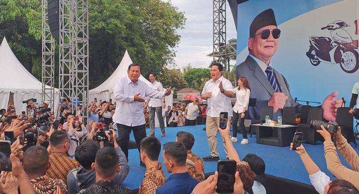 Akui Sedih Diberi Nilai 11, Prabowo Joget Usai Komunitas Ojol Penggemar Erick Thohir Beri Nilai 100