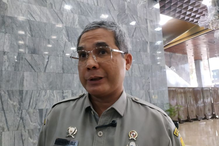 Wakil Menteri Pertanian (Wamentan) Harvick Hasnul Qolbi  saat ditemui di Kompleks Parlemen, Senayan, Jakarta, Senin (20/3/2023).