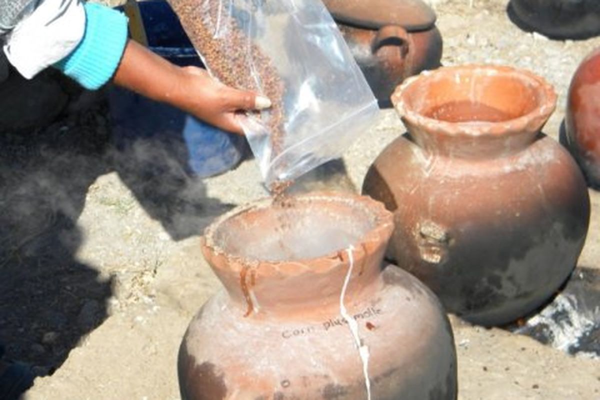 Rekonstruksi pembuatan bir chicha menggunakan resep dan teknik kuno dari situs Cerro Baul
