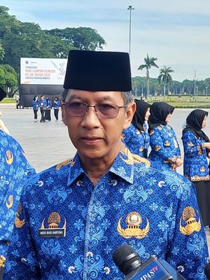 Penjabat Gubernur DKI Jakarta Heru Budi Hartono ditemui di Plaza Selatan Monas, Jakarta Pusat, Jumat (28/10/2022).